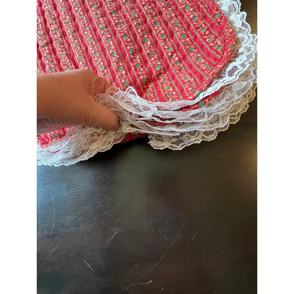 Handmade Quilted Christmas Placemats Set 6 Cottagecore GrandmaCore Red 16x13